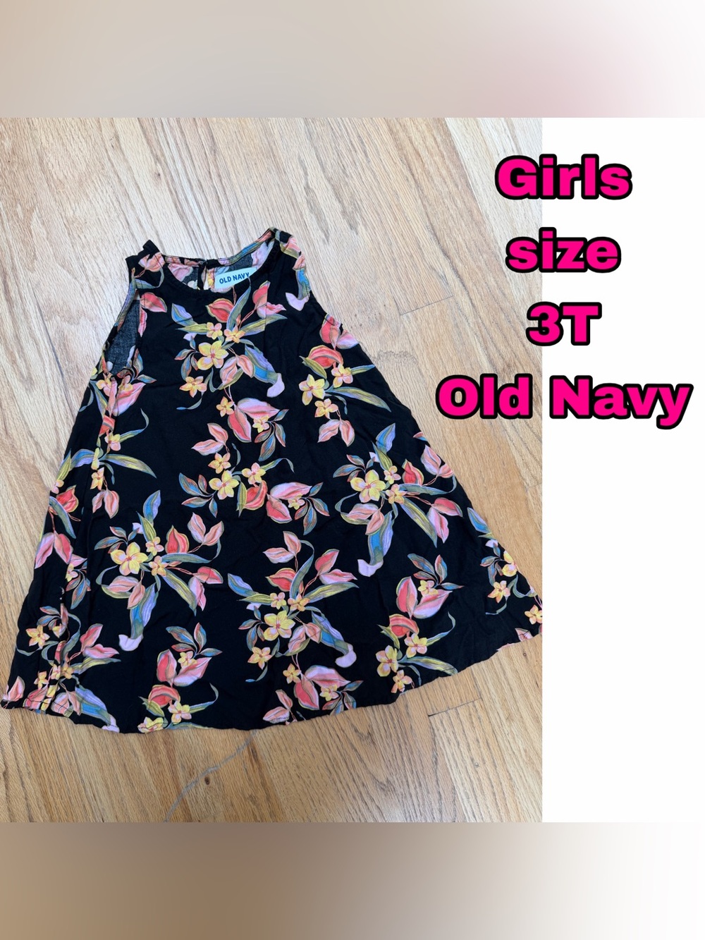 Old Navy Black Floral A-Line Skirt